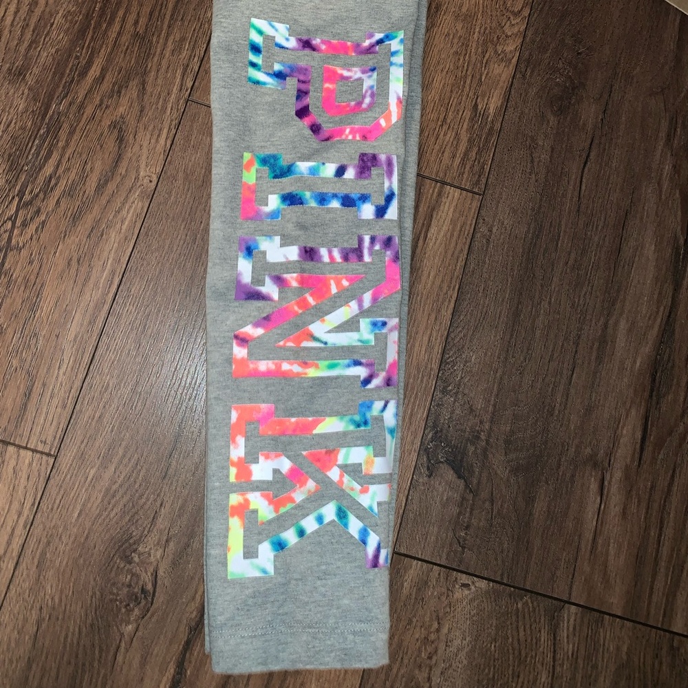 NEW VS PINK size XS Neon Tie Dye Logo High Waist Full Length Legging. - Picture 5 of 11